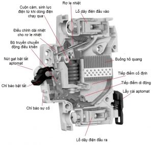 Hình ảnh cấu tạo bên trong một Aptomat