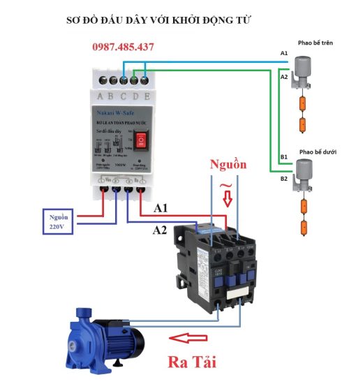 sơ đồ đấu dây rơ le phao điện